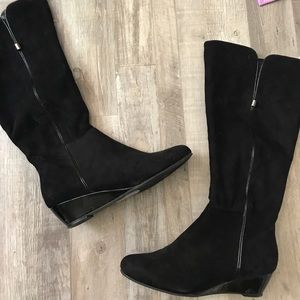 tall black suede leather boots